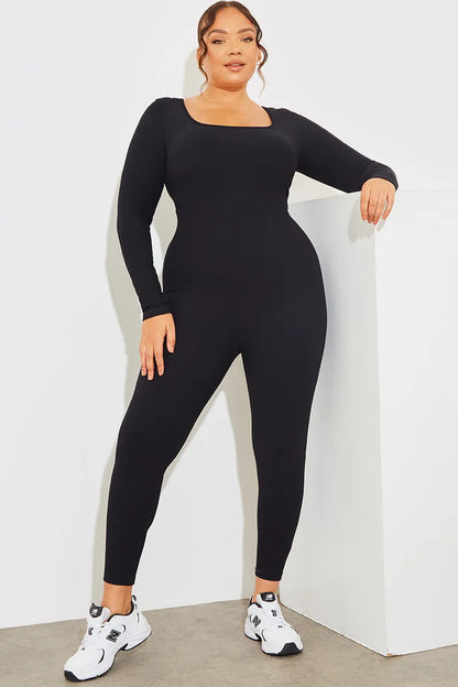 Smooth Long Sleeve Jumpsuit (Black