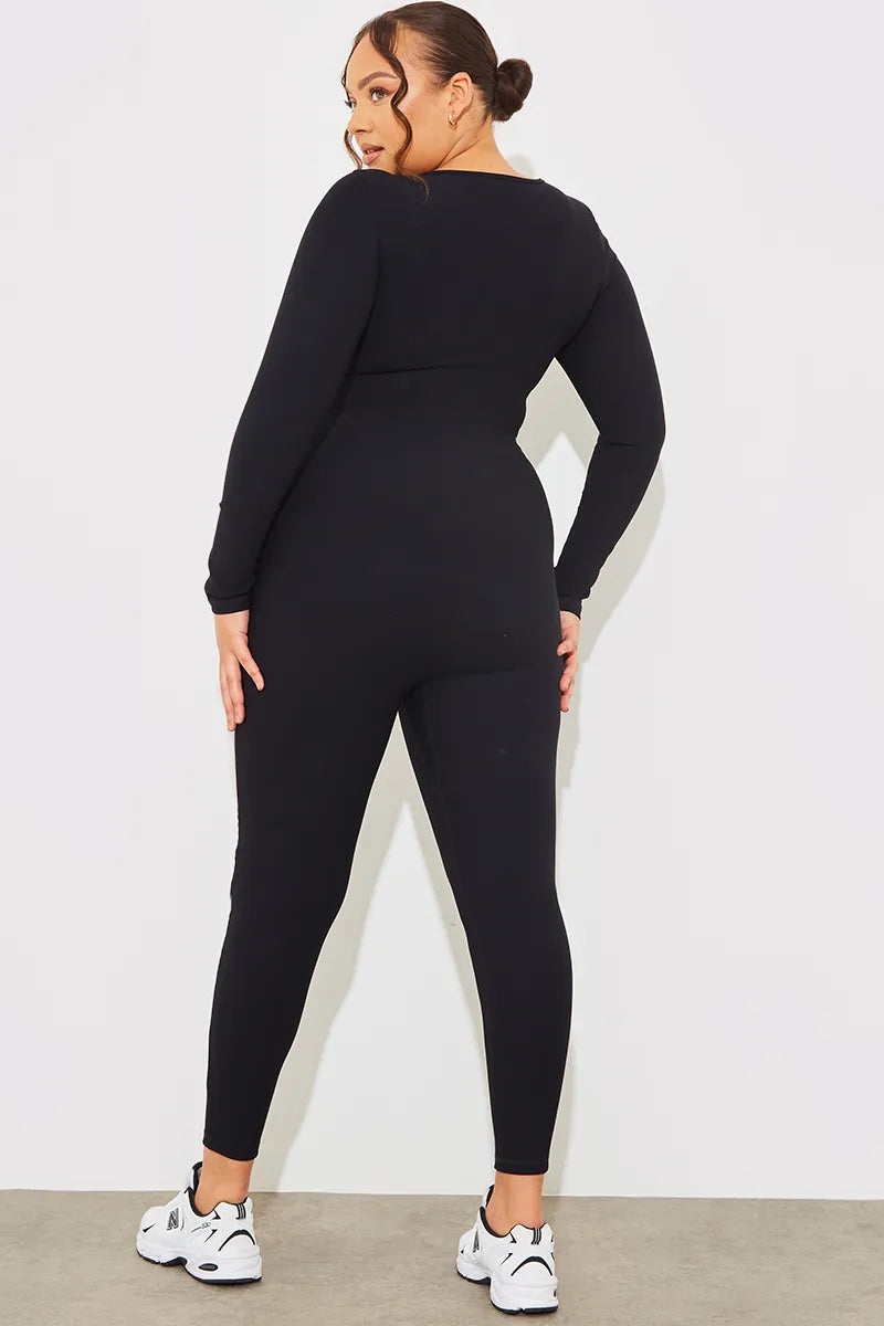 Smooth Long Sleeve Jumpsuit (Black