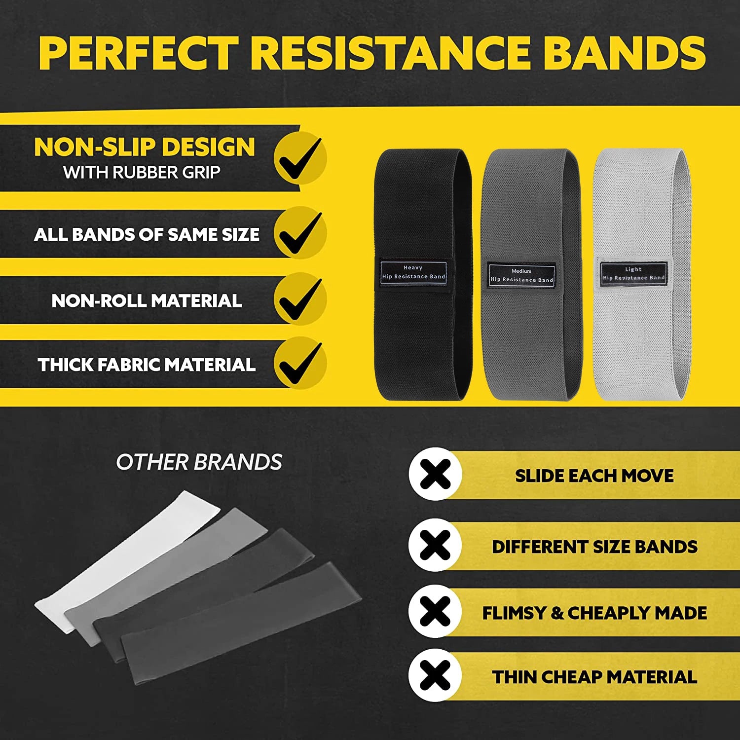 Fabric Resistance Elastic Booty Bands