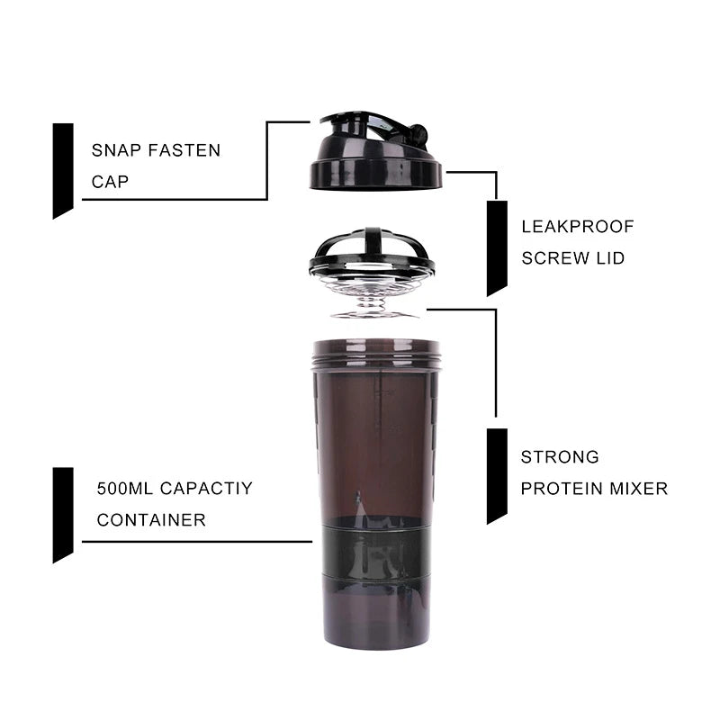 3 Layers Shaker Protein Bottle